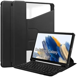 Leather Case For Samsung Galaxy Tab A9 Plus SM-X216 SM-X210 SM-X218 Tablet Transparent 360°rotary keyboard