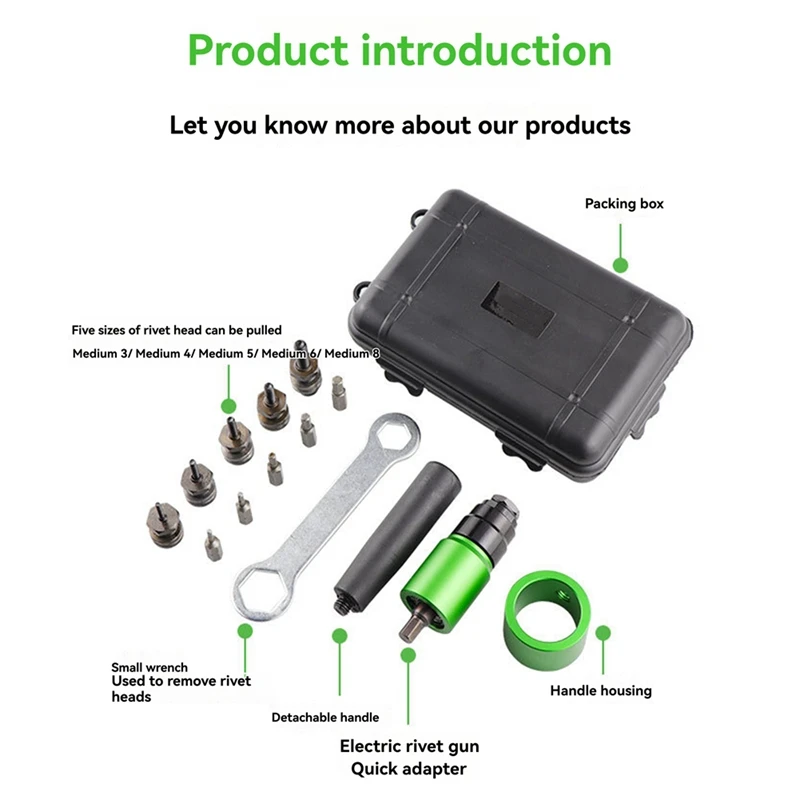 AD33 HOT Electric Aerodynamic Rivet Tool Kit Rivet Nut Tool Kit With Rivet Drill Bit Adapter Nut Pull Riveting Tool