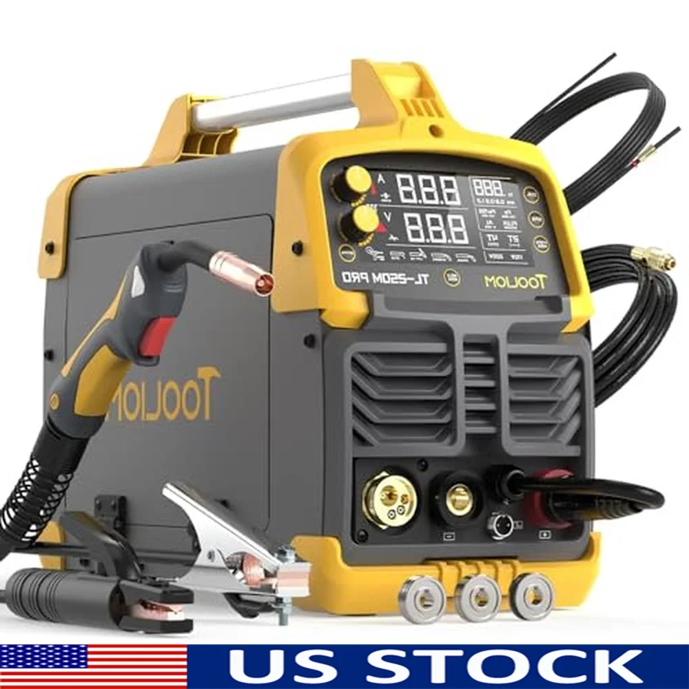 5-in-1 Aluminum MIG Welder 250A Pulse Dual Voltage Gas/Gasless Flux Machine