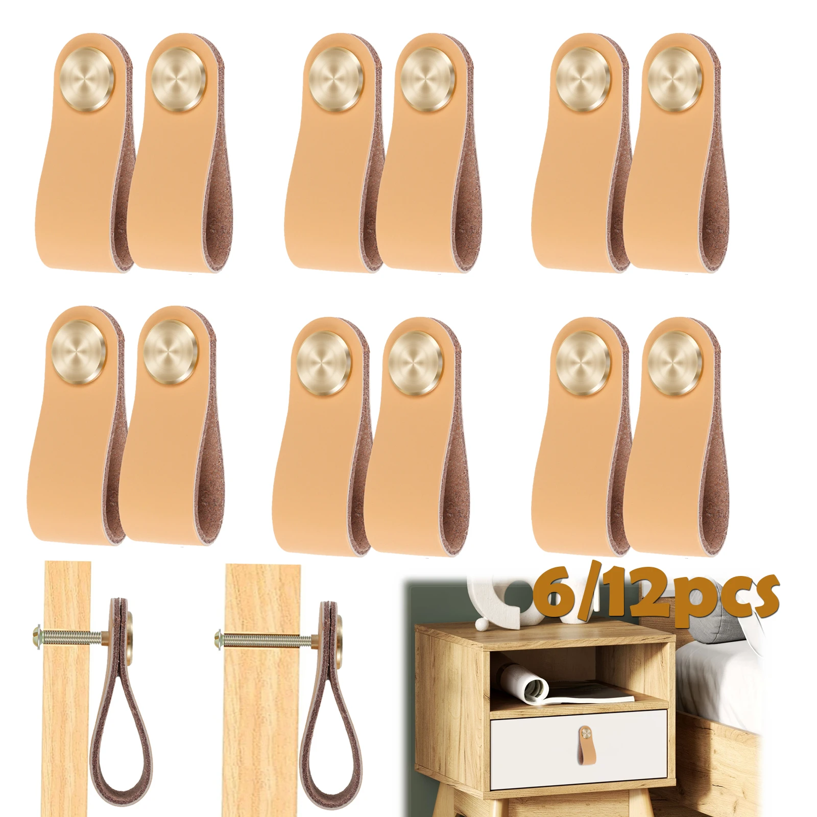 12/6 pçs gaveta de couro puxa puxadores de couro puxadores de armário decorativo guarda-roupa alças para gavetas de armário de cozinha bat