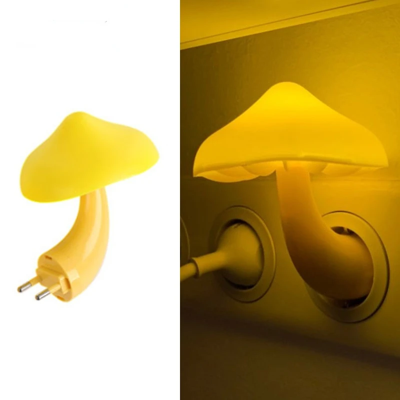 US EU Plug Mushroom Light Control Night Light Yellow LED Light Sensor Night Light Home Decoration