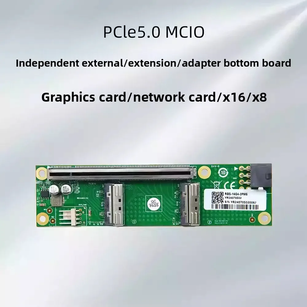 Расширение PCIe 5.0 Baseplate 16x к MCIO Split Card Дискретная видеокарта, внешняя, расширение, адаптер для материнской платы сервера