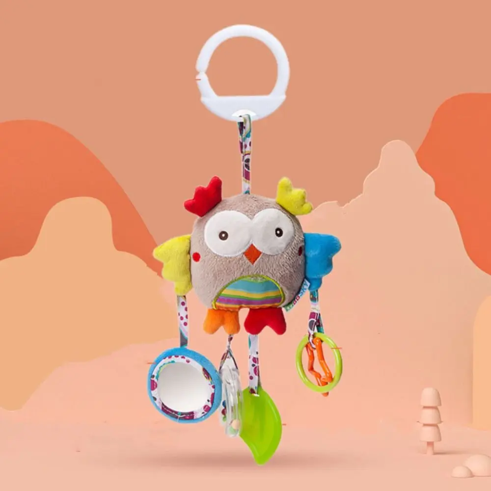 Schattig ontwerp babyrammelaar speelgoed bel speelgoed grijpvermogen training kinderwagen hangend speelgoed knuffeldier pluche materiaal