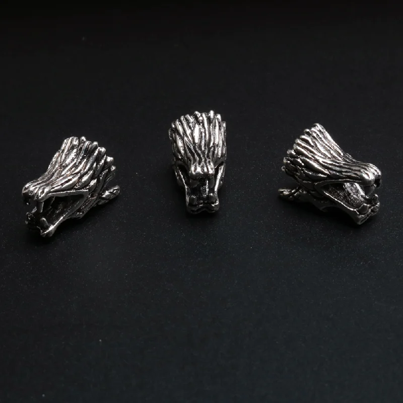8pcs Silver Plated 3D Dragon Head Positioning Spacer Beads Retro Necklace Earrings Accessories DIY Charm Jewelry Crafts Making