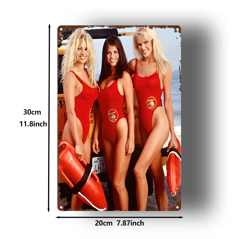 2D Flat, 1pc, Metal Sign, Beach Lifeguard Theme Tin Sign Decor, This Stylish Art Wall Decor is a Humorous Iron Plaque Gift, Suit