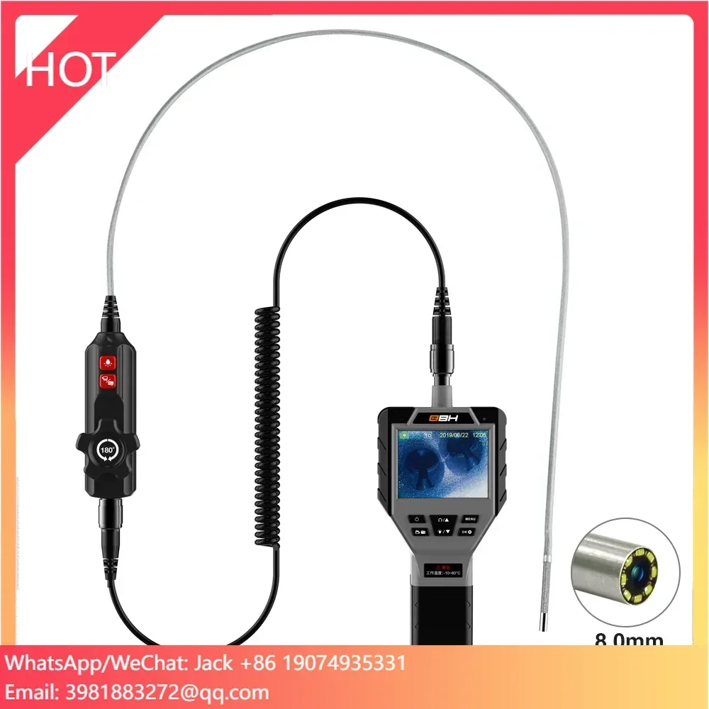 

Profession 3.5"IPS HD 2-way Articulating Borescope with IP67 Waterproof Semi-Rigid Snake Tube with Light Industrial Endoscope