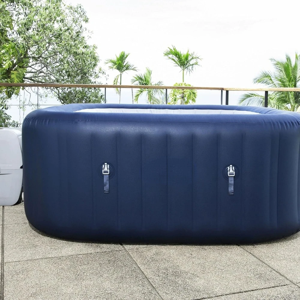 4 To 6 Person Inflatable Hot Tub Square Portable Outdoor Spa With 140 AirJets And Energy Saving Cover，inflatable Pool