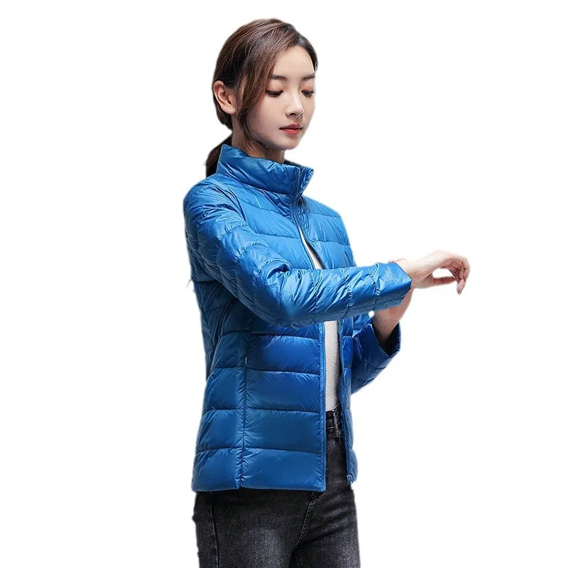 Autumn and winter popular light down jacket women's stand-up collar short 50% velvet plus-size fashion jacket