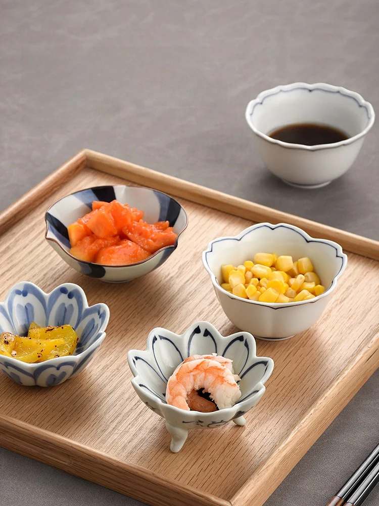 

Japanese Style Ceramic Sauce Bowl Small Size Hasami-Yaki Porcelain Creative Dessert Bowl Side Dish Plate Home Use