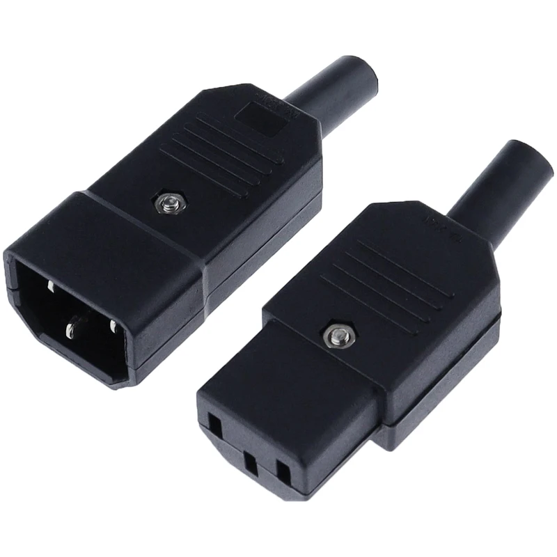 Conector de alimentação rewirable 3 pinos soquete AC, preto, IEC C13 macho plugue, preço de atacado, 10A 250V, novo