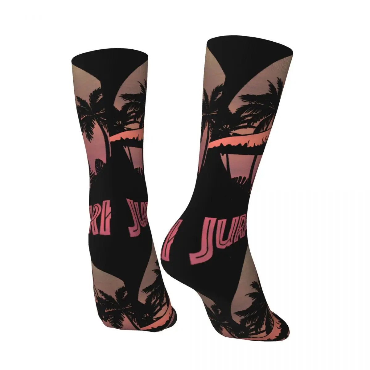 Pastel T-Rex Sunset Logo Sock for Men Hip Hop Vintage Jurassic Park Happy Seamless Pattern Printed Boys Crew Sock Casual Gift