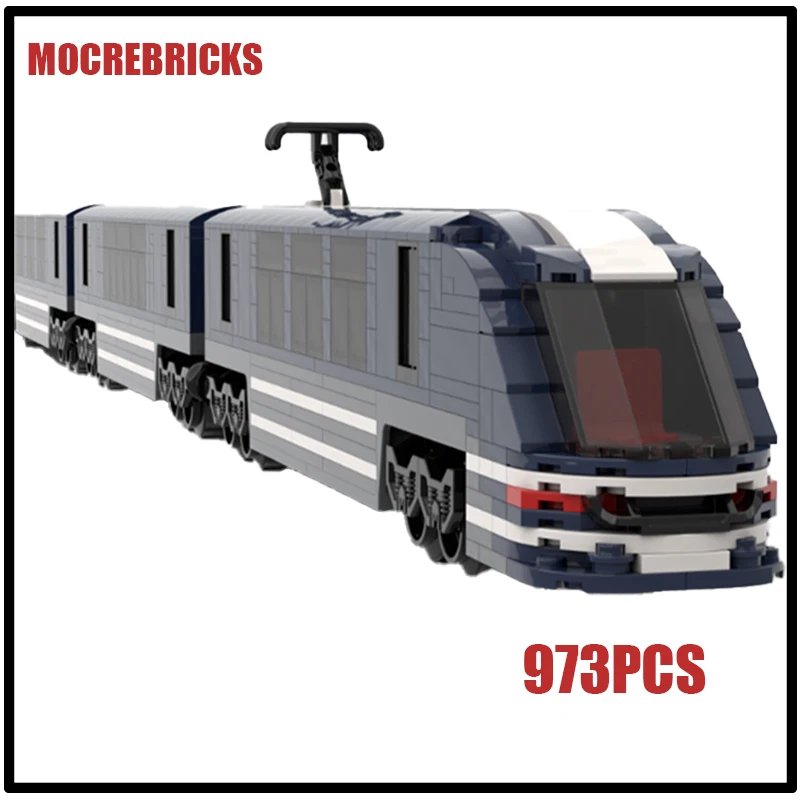 City Railway Train Carriages Model Luxury Rapid Express MOC Building Block Small Particle Bricks Toys Children's Collection Gift