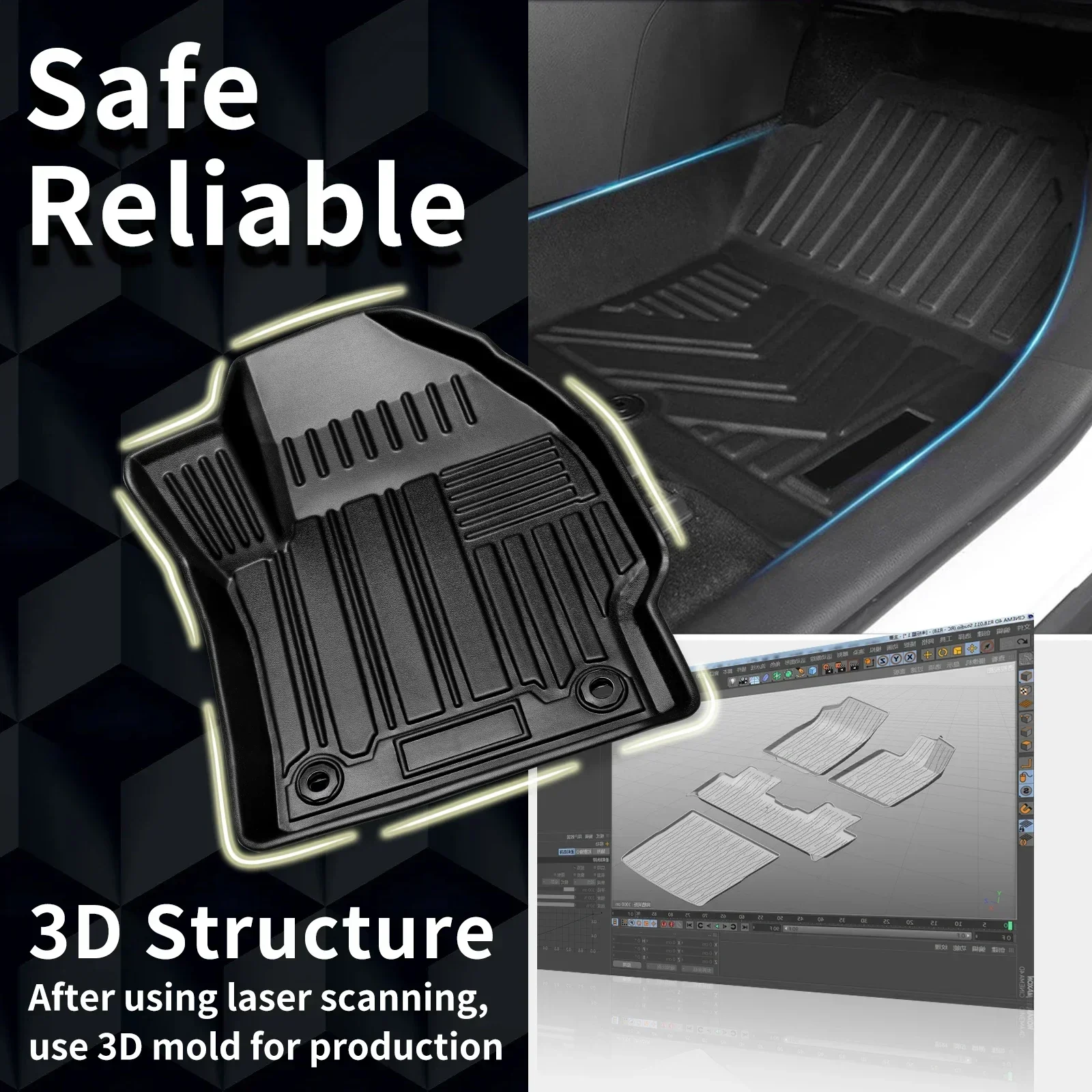 for Benz G Class/G500/G550/AMG G63 W463A 2019-2026 LHD Waterproof Non-Slip Easy Clean TPE Floor & Trunk Mats (Not For RHD) view 2