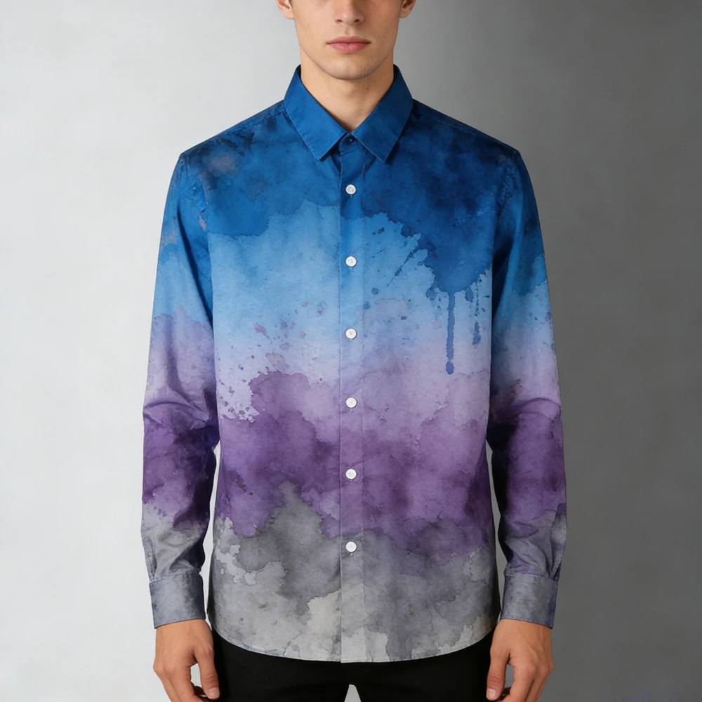 الرجال السماء المرصعة بالنجوم المستقبل العلوم والتعليم الأداء 3D قميص مطبوع هاواي الاستوائية طويلة الأكمام التلبيب الملابس في الهواء الطلق