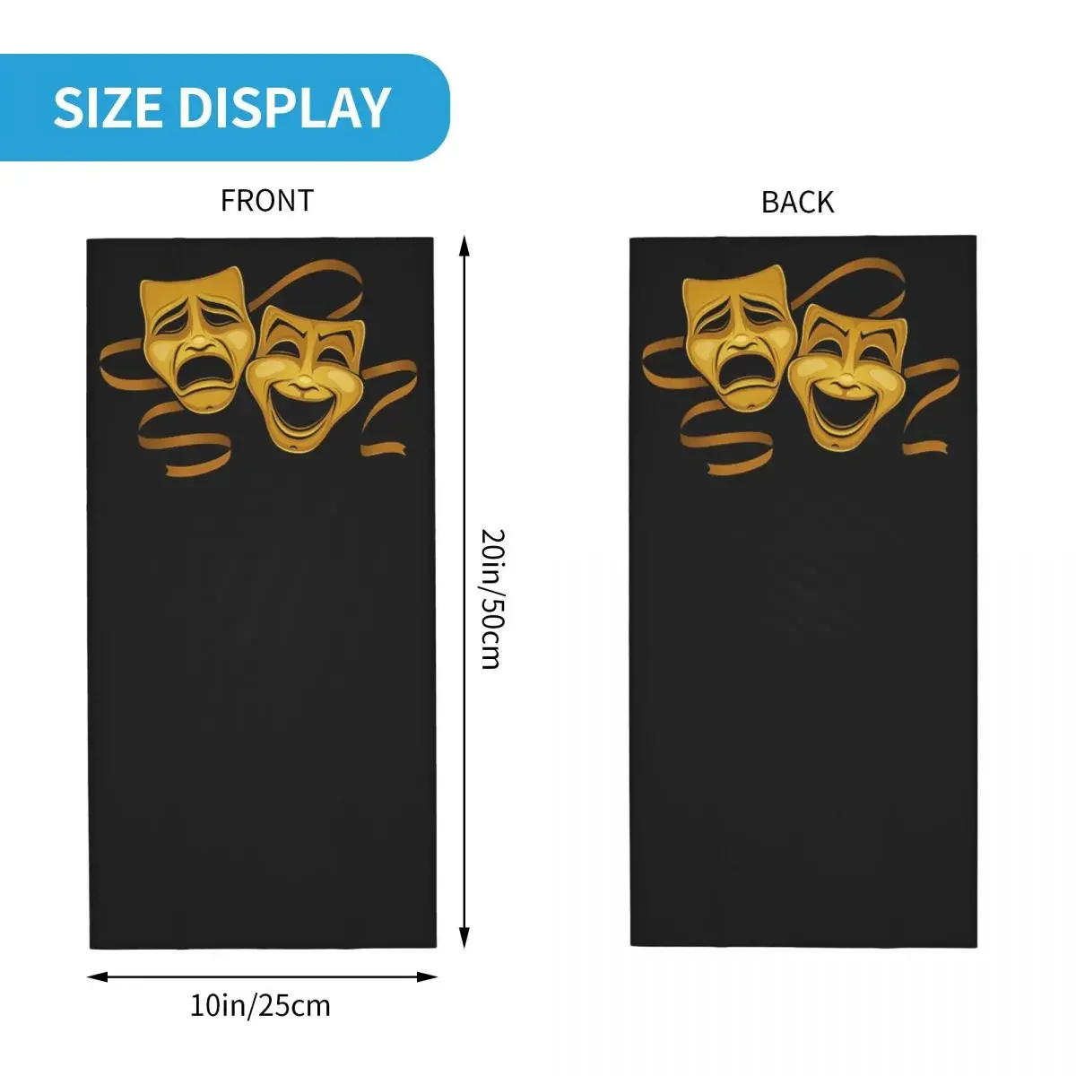 Gold Comedy And Tragedy Theaters Bandana Neck Cover Printed Face Scarf Warm Balaclava Cycling For Men Women Adult Breathable