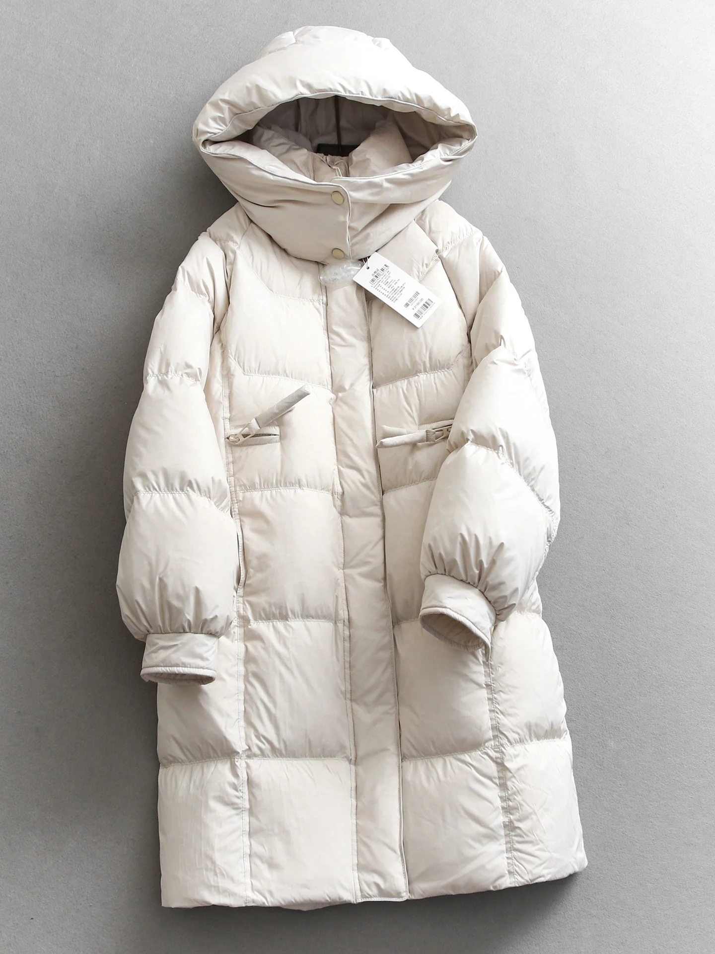 

Long Thickened Hooded Stand Collar down Jacket Women's Warm Casual Style Pure Color Windproof Cold Resistant Q731