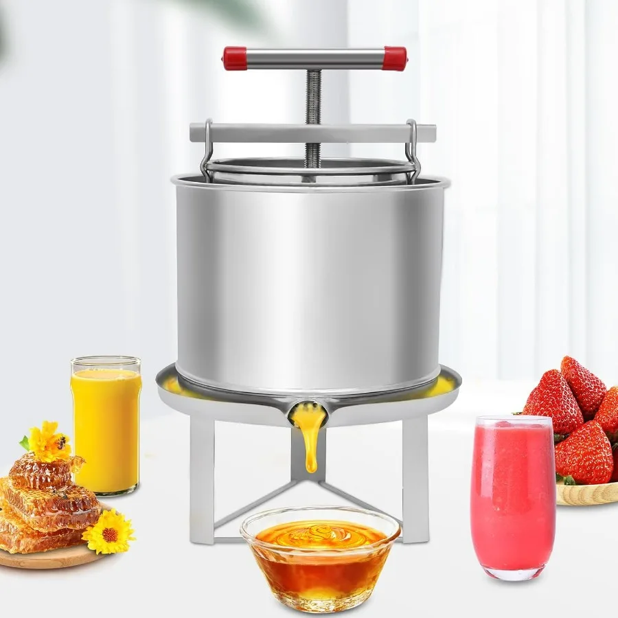 آلة ضغط العسل 12.6L المنزلية اليدوية آلة ضغط شمع العسل شبكة مستخرج العسل معدات تربية النحل الفاكهة الخضار