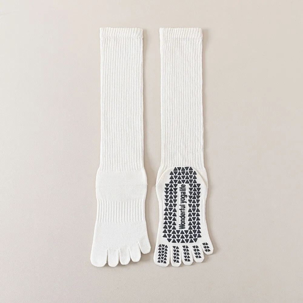 

Спортивные носки с пятью пальцами, силиконовые, противоскользящие, длинные, женские, для йоги, универсальный размер, дышащие, для пилатеса, балета