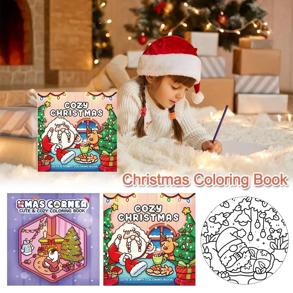 

Cozy Christmas Christmas Coloring Book Educational Stress Relief Paperback Cartoon Painting Gift Doodles Book