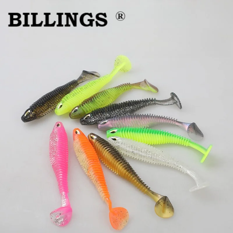 BILLINGS 1 Stück Tauchfähiger T-Schwanz-Kunstköder mit Fischaugenmuster 7cm 5g Zweifarbiger Weichköder Praktisches Angelzubehör