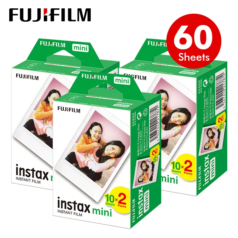 Fujifilm Instax Mini Film White Edge 60 Sheets/Packs Photo Paper for Fuji instant camera 8/7s11/25/50/90/liplay/link/evo