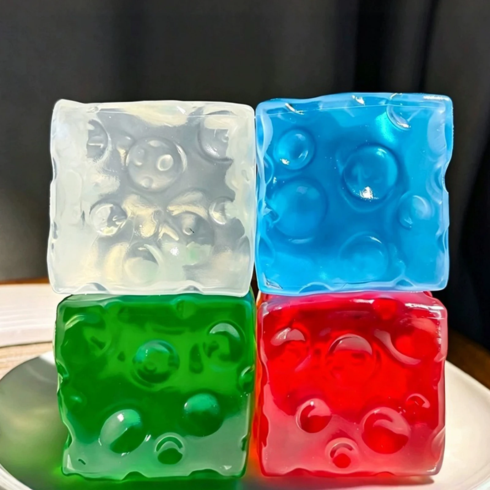 7.5cm Simulated Cheese Squeeze Toys Slow Rebound Clear Cheese Cube Stress Balls Cute Food Shape Fidgets Toy for Kids & Adults