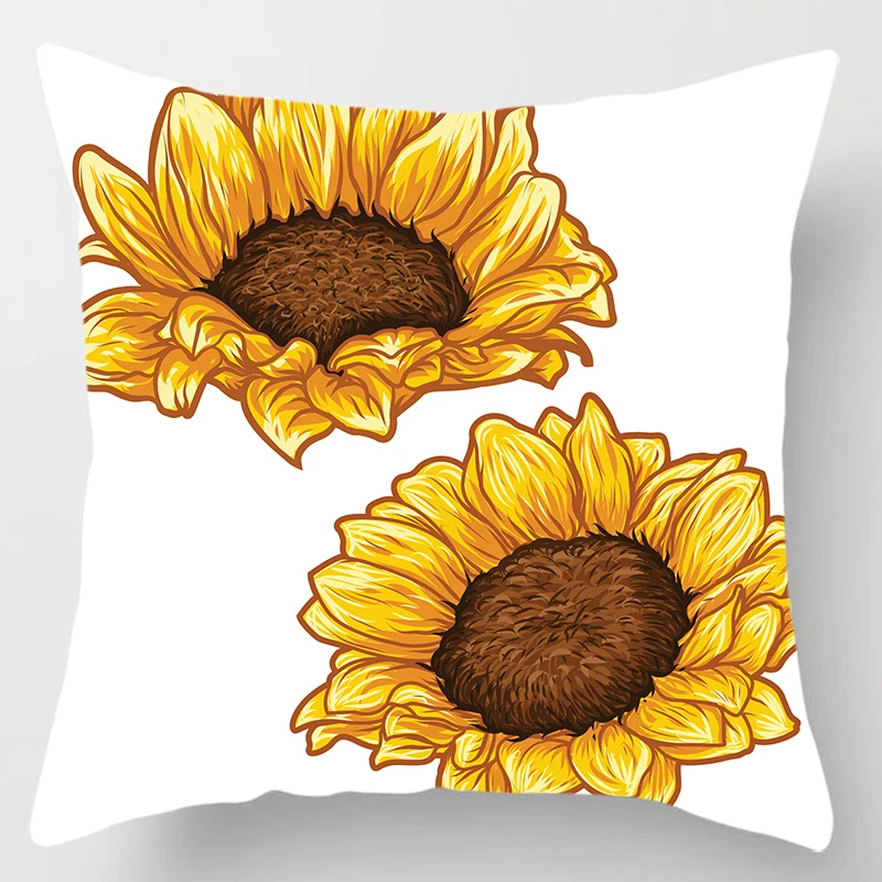 Beauty Big Sunflower Pillow Covers Short Plush Squre High Quality Thick Two Sides Printed Pattern Pillow Cases