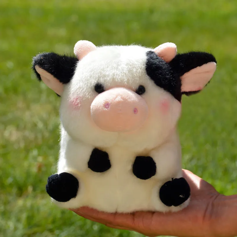 

H18/22cm Cute Little Calf Plush Toy Black-and-White Spotted Calf Doll Kids Girl Birthday Gift
