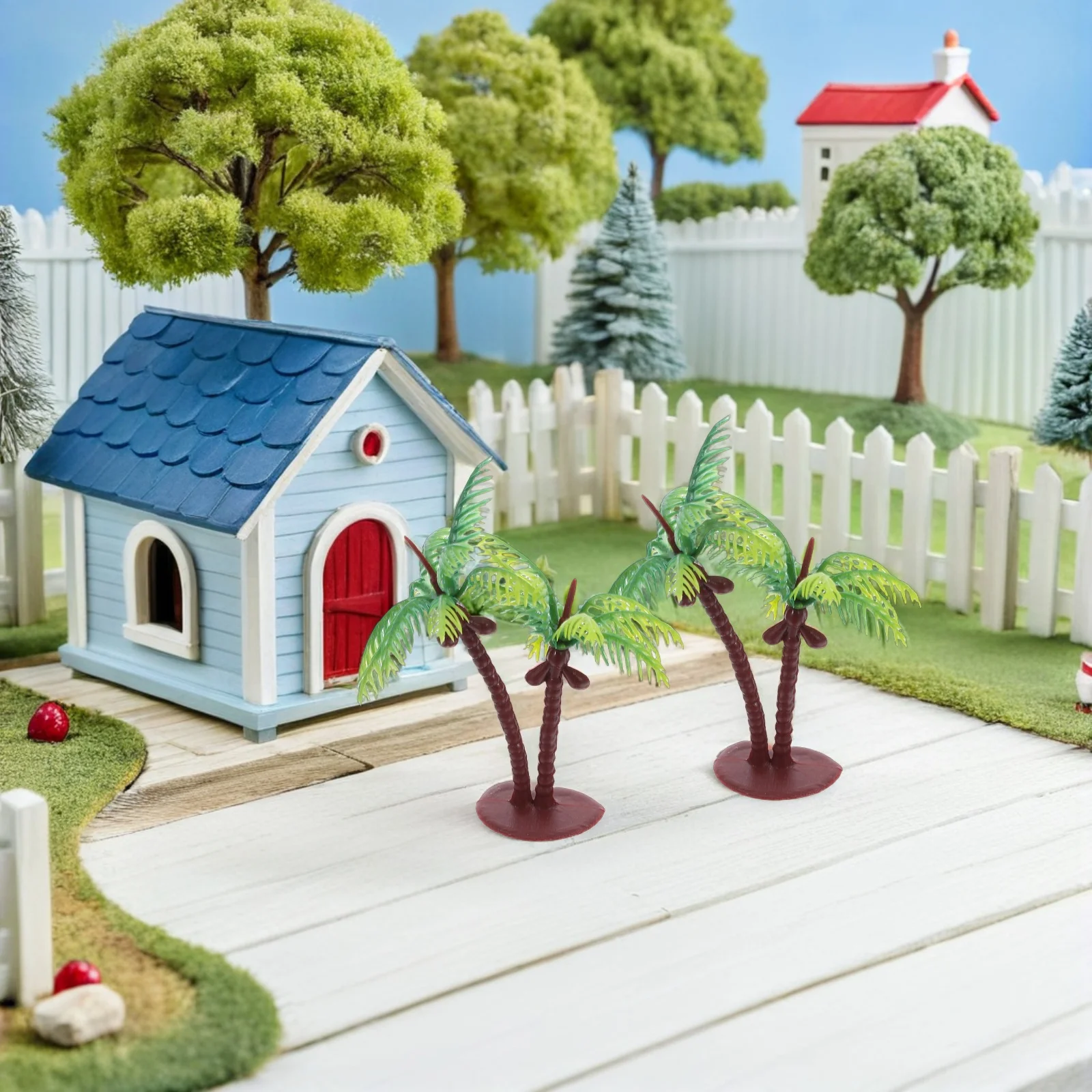 36 Uds. De palmeras de coco en miniatura, plástico Artificial para Diorama, acuario, mesa de arena, decoración de paisaje, Mini árbol de imitación de coco