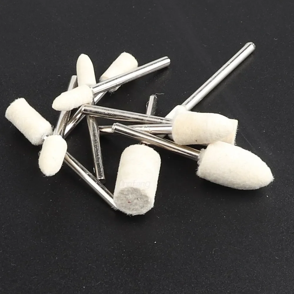 10Pcs Wool Felt Mounted Polishing Buffing Wheel OD 4-10mm grinding head For Dremel Drill Rotary Tool 3mm Shank