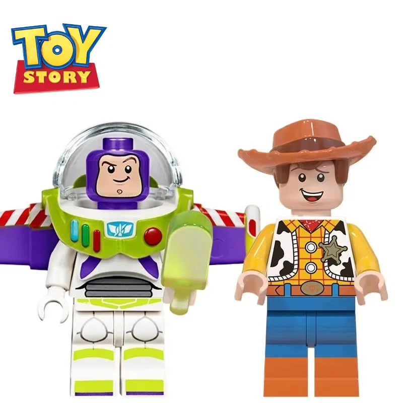 Disney Toy Story cute Buzz Lightyear Building Blocks Creative Keychain Woody Mickey Mouse Donald Duck Cute  Pendant Gift@ view 3