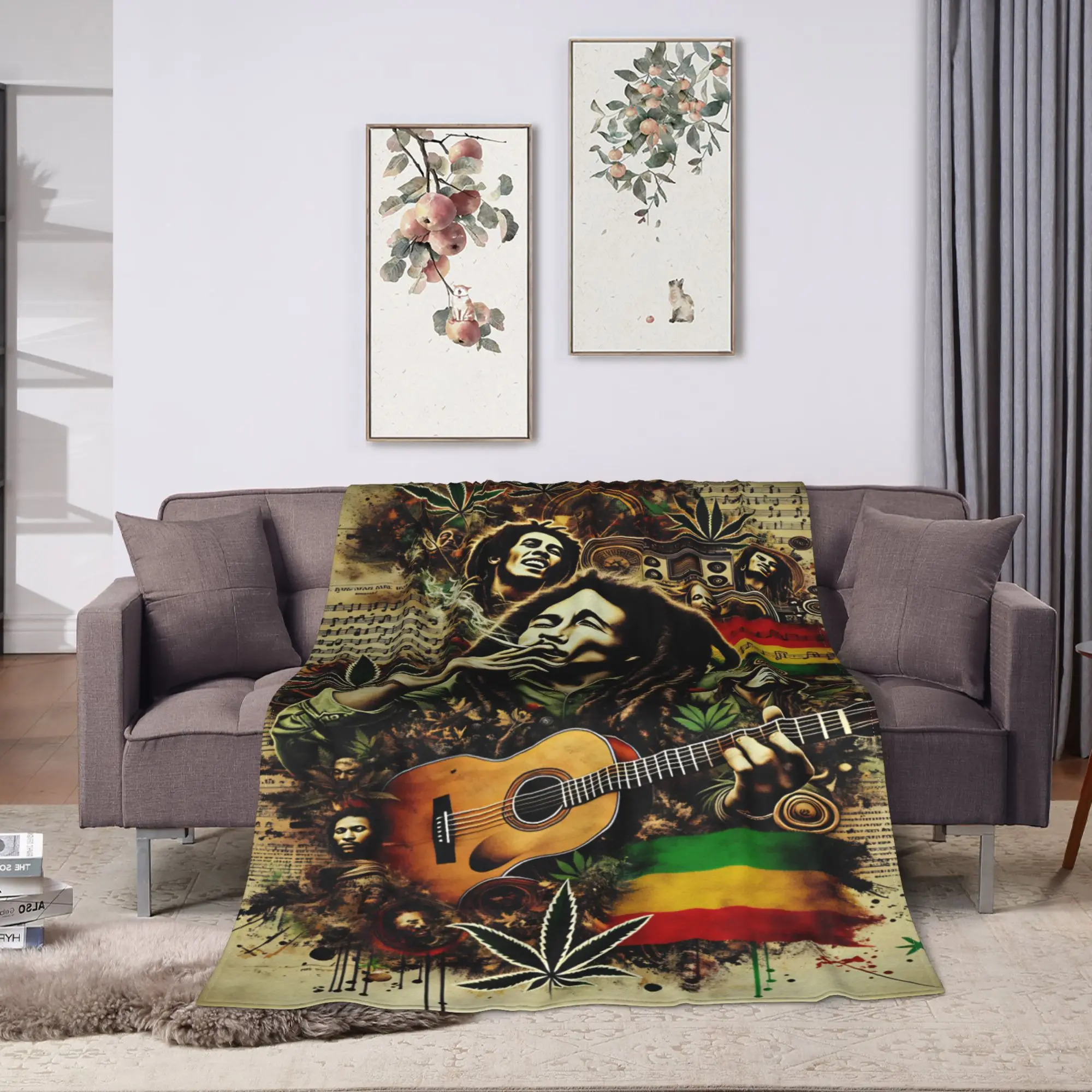 B-Bob M-Marley Singer Blanket Quality Warm Soft  Bedding Throws Spring Plane Travel Couch Bed Pattern Bedspread