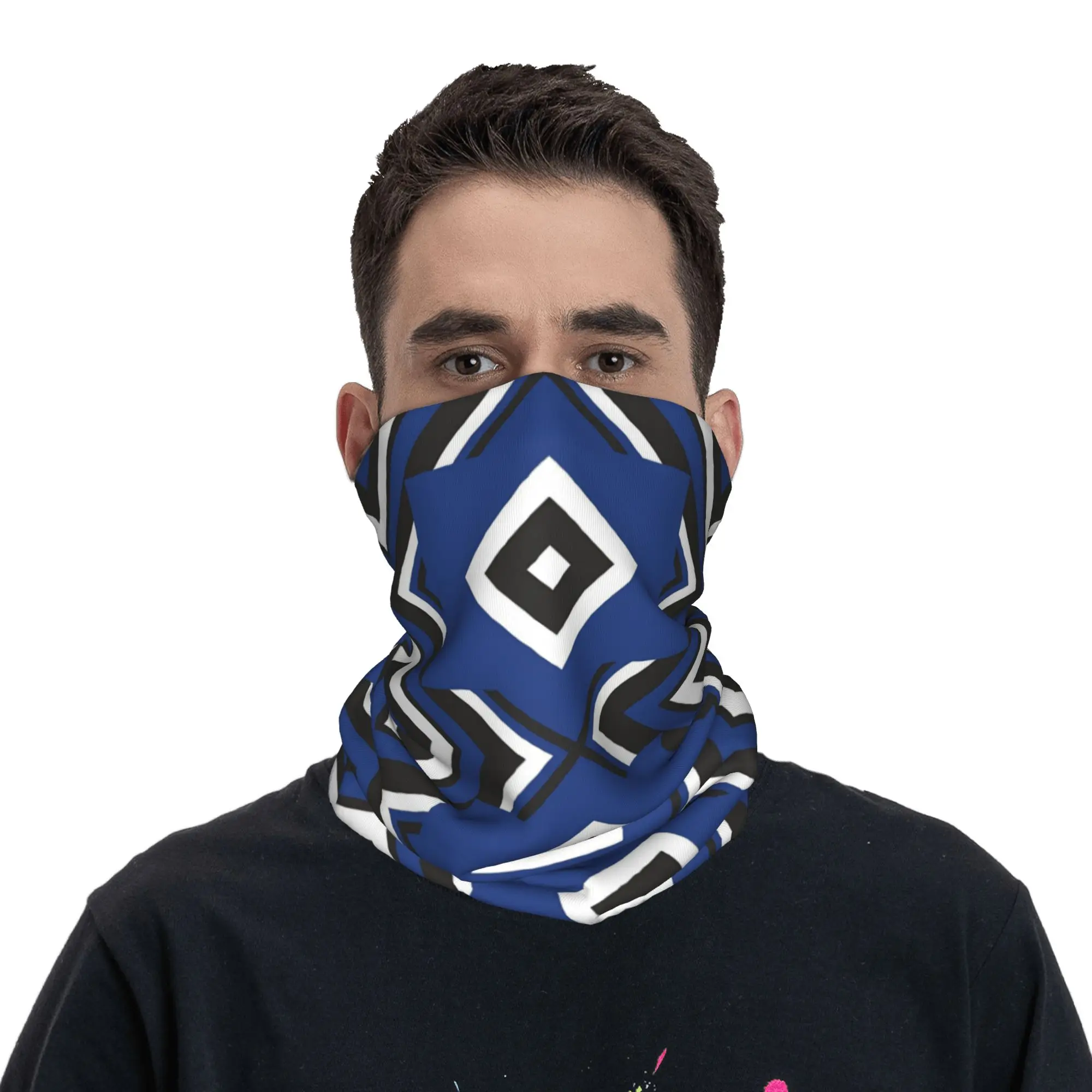 Blue Diamond HSV Soccer Bandana Neck Cover Printed Hamburgers SV Bundesligas Wrap Scarf Multifunctional Face Mask Running Adult view 3