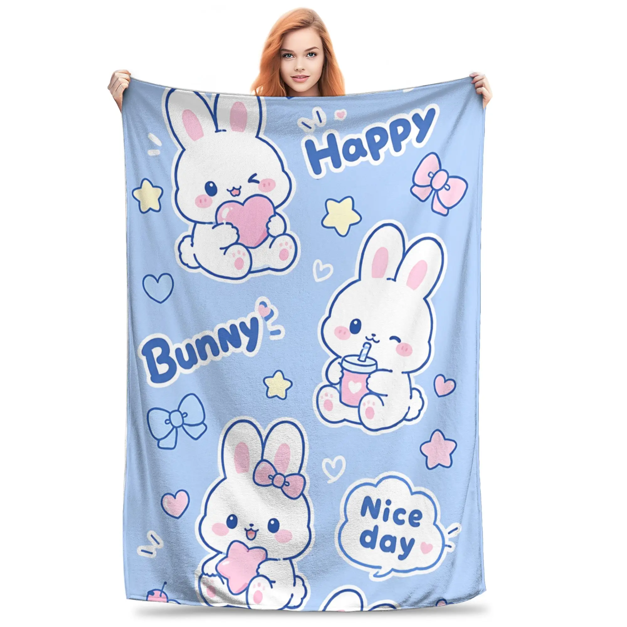 1PC Home Cute Kawaii Animal Patterns Blanket Throw Blanket  Novelty Warm Blanket All Season Gift for Happy Halloween Give Thanks