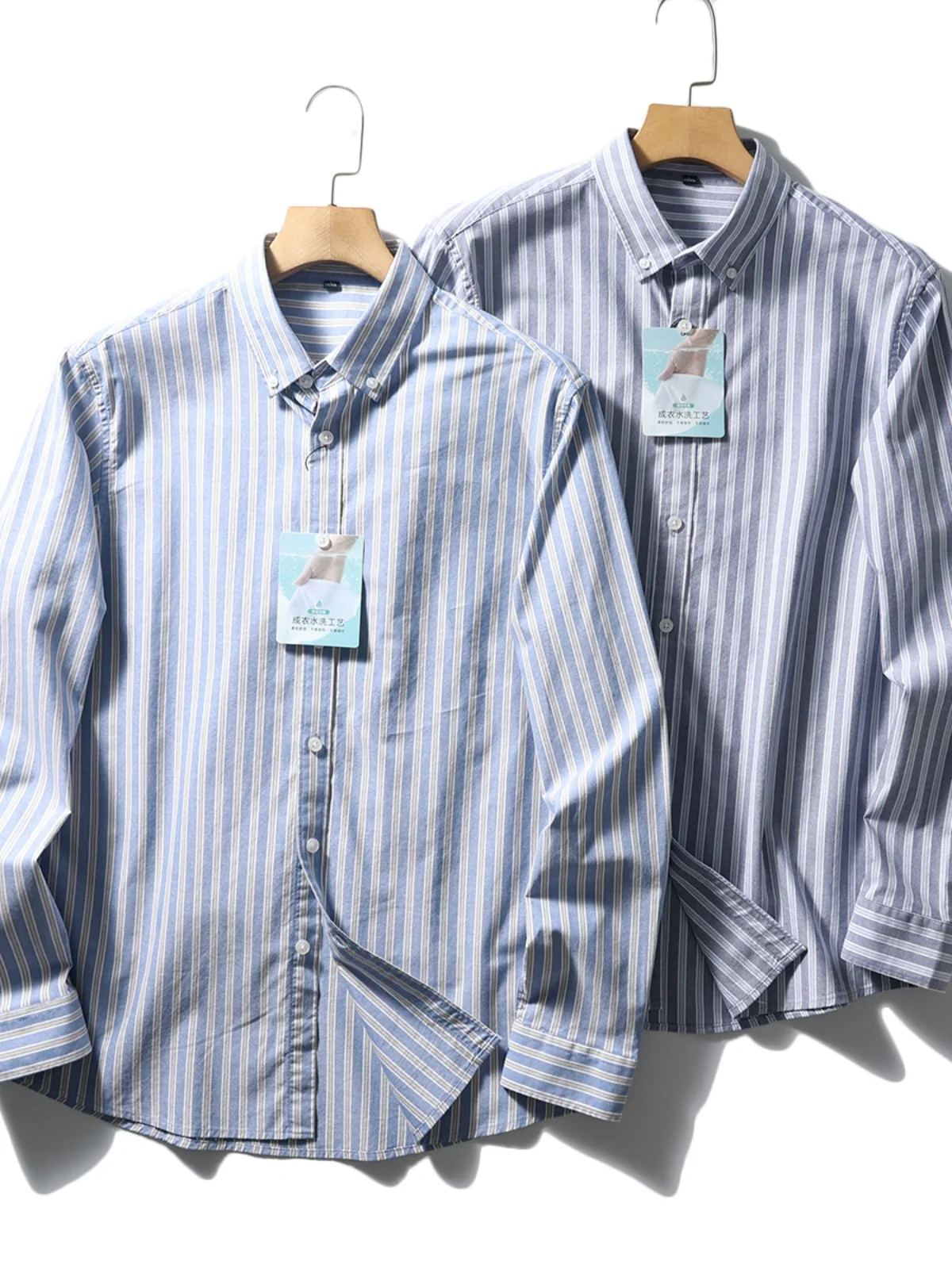 

Мужская повседневная рубашка Light Busin Series с острым воротником, в полоску, с длинным рукавом, из чистого хлопка, комфортная, модная