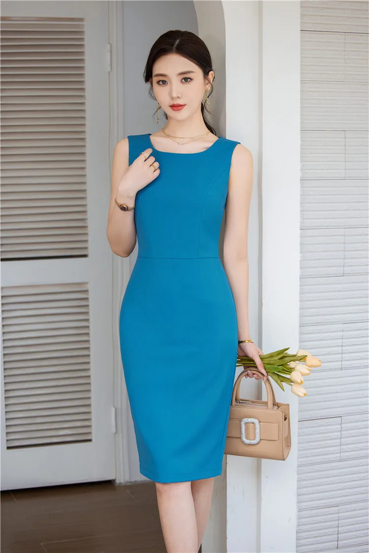 Plus Size 5XL Sleeveless Dresses Formal Elegant Styles Women Business Work Wear Slim Hips Ladies Office Professional Vestidos