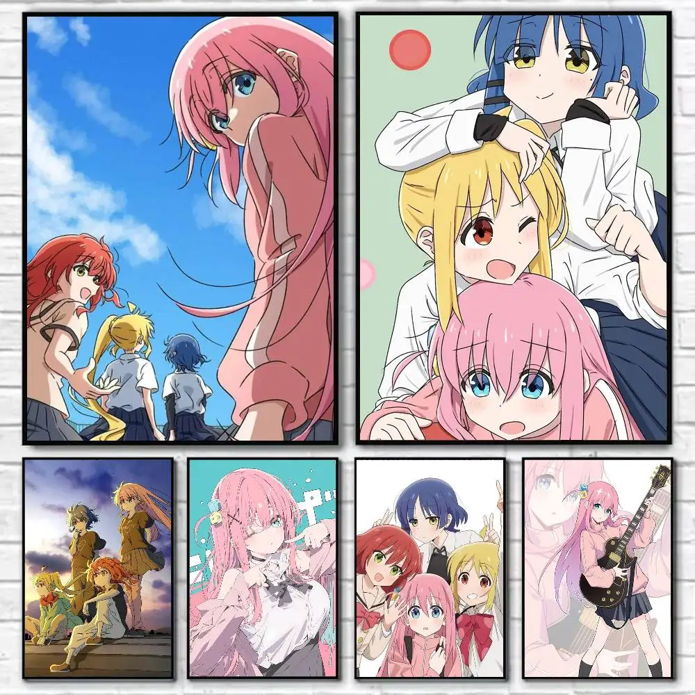 

B-Bocchi the Rock Poster Self-adhesive Art Waterproof Paper Sticker Coffee House Bar Room Wall Decor