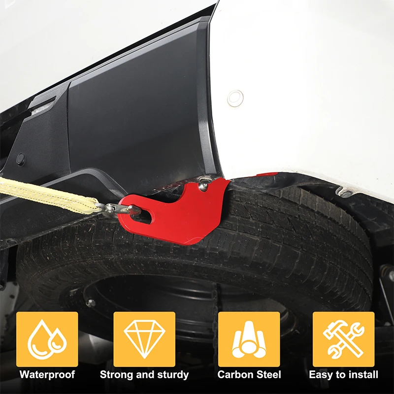 For Toyota Tundra 22-26 Carbon Steel Red Car Towing Bars Kit Rear Bumper Bar Towing Trailer Hook Trim Car Accessories