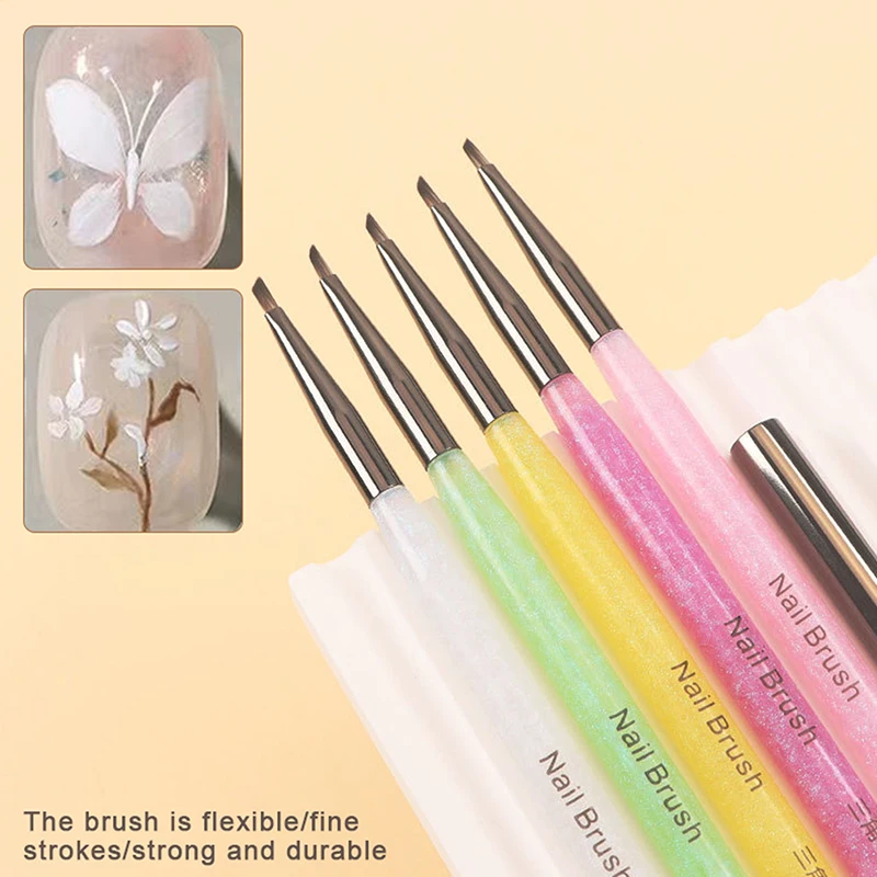 Colorful Triangular Nail Art Brush Pen Petals/Butterflies/Leaves Painting Brush With Metal Cover UV Gel DIY Manicure Tools