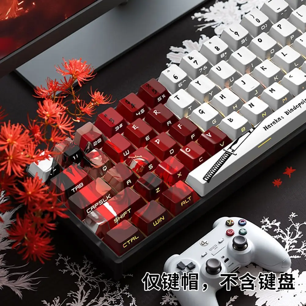 129 Keys Anime Keycaps Side Print Translucent Keys PBT Keycap Chreey Keycaps Dye-sub Mechanical Keyboard Caps for 64/68/71/108