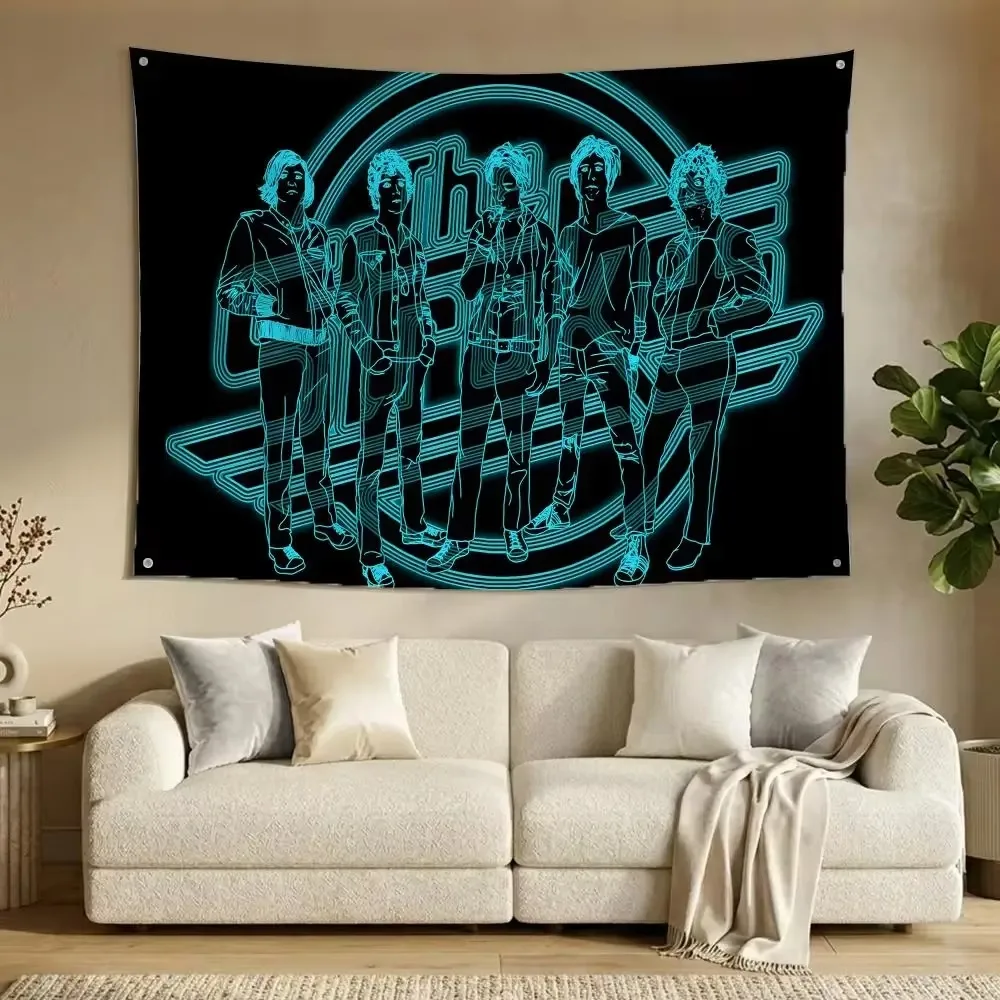 Trendy Sharp Retro Rock Band the S-strokes Flags Lightweight no edging four rings hanging for indoor and outdoor decor