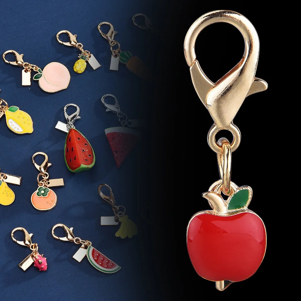 Apple Bag Charm Red Apple Purse Charm Glossy Fruit Clip On Charm Gold Colored Lobster Clasp Cute Handbag Accessory Teacher Gift