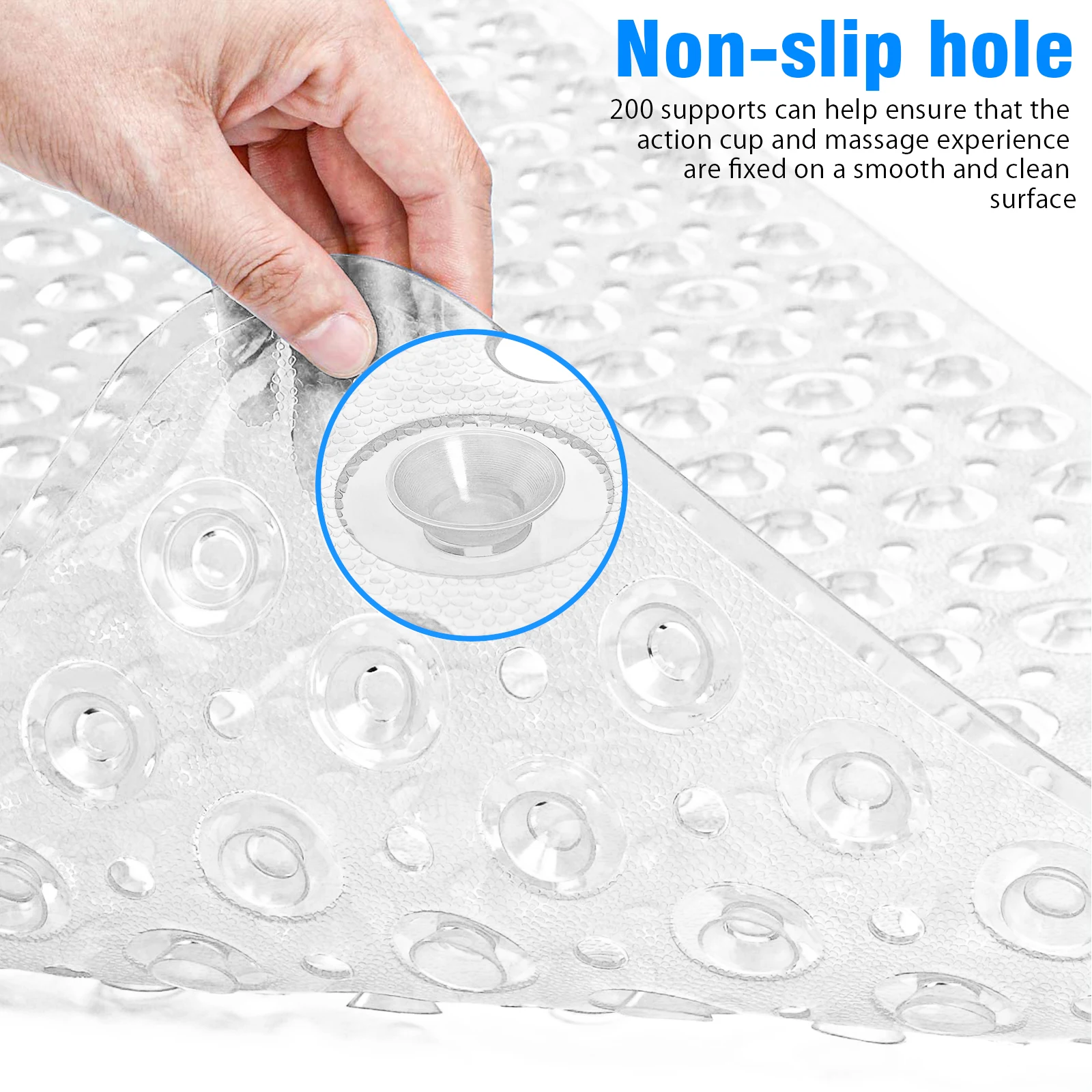 Bath Mat-Large Non Slip Bathtub & Shower Mat - Extra Long Bathroom Mats for Mildew Resistant Nonslip Bathmats-Anti Slip Bathroom