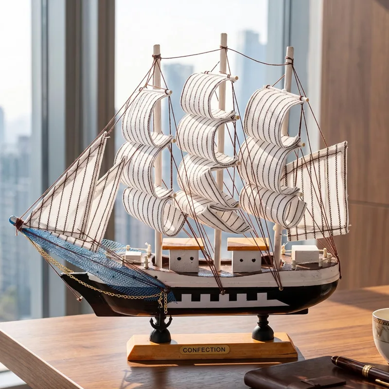 Modellino di Barca a Vela in Legno Fatto a Mano, Decorazione Nautica Costiera, Centrotavola per Soggiorno, Scrivania dell'Ufficio, Regalo per Adulti e Adolescenti