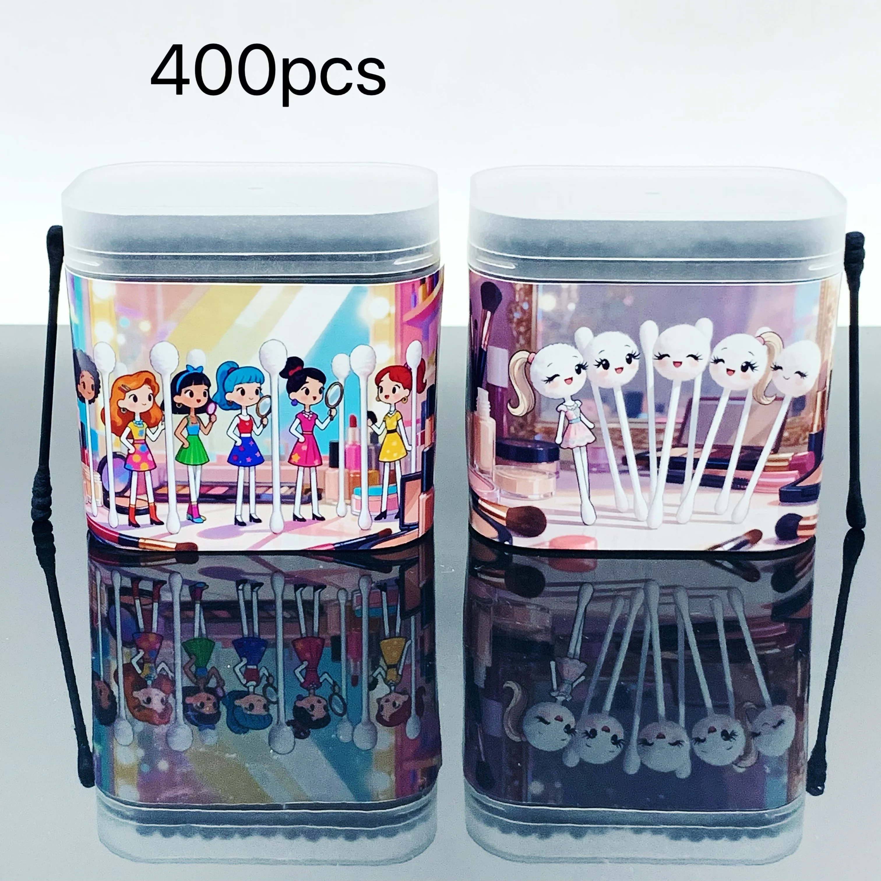 400 قطعة فتاة حالمة موضوع برأسين الأسود الحلزون ملعقة أعواد قطنية الإبداعية المرأة السوداء أعواد قطنية عصا