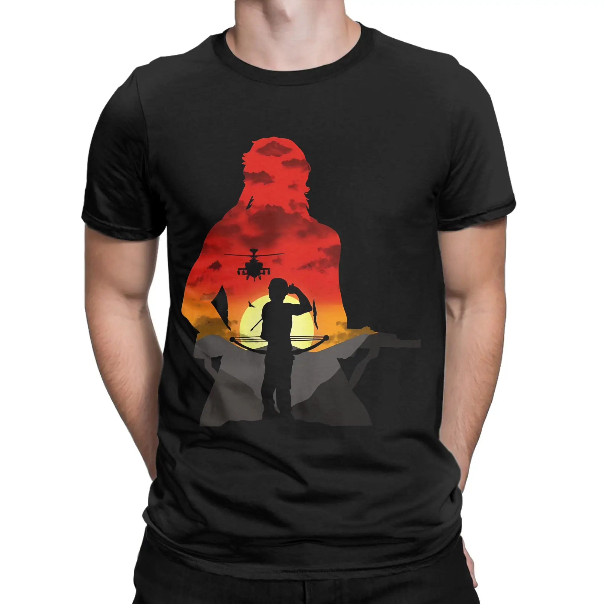 Men's T-Shirts John Rambos Funny Pure Cotton Tees Short Sleeve  T Shirt Crewneck Clothing 4XL 5XL