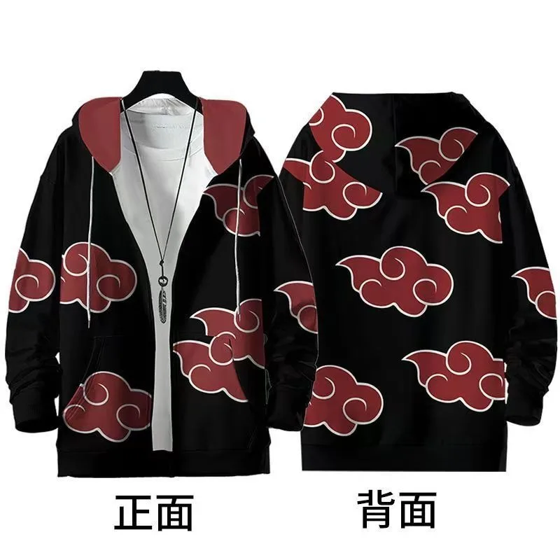 Naruto anime Akatsuki organization velvet jacket peripheral student clothes men and women autumn and winter trendy coat gifts