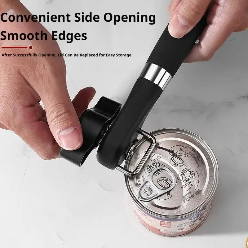 Safe Cut Can Opener Smooth Edge Can Opener Handheld Food Grade Stainless Steel Cutting Manual Can Opener For Kitchen Restaurant view 3