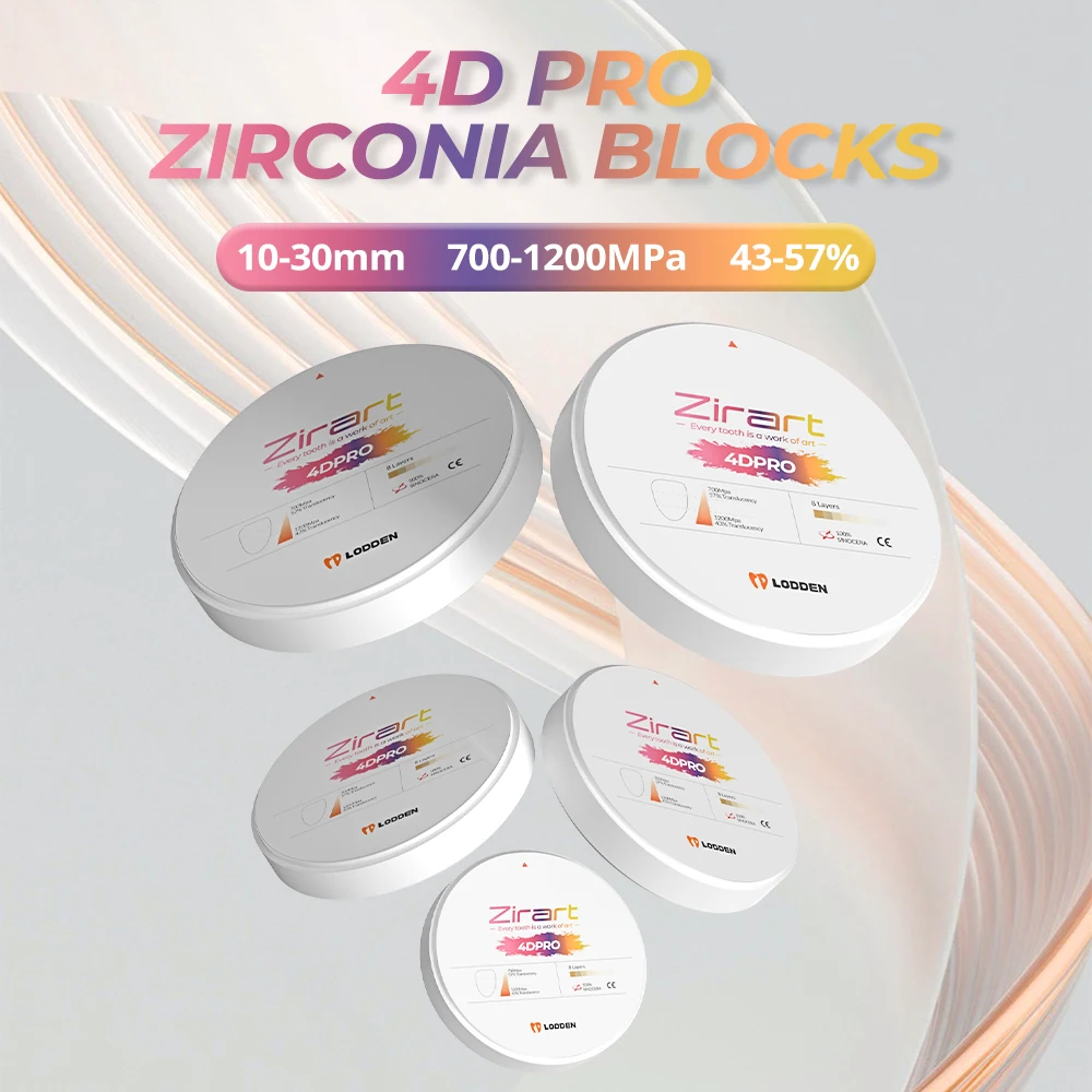 LODDEN 4D Pro Mehrschichtige Zirkonoxid-Dentalblöcke für CAD/CAM Kronen und Brücken 98x10-25mm 43%-57% Hohe Festigkeit 43%-57% – Detail 2
