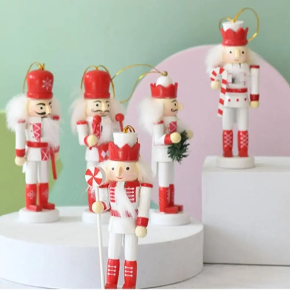 Artesanato Natal Quebra-Nozes Pintado Boneca Soldado Vintage, Estatueta Artesanato, Decoração Desktop, 13cm, 5Pcs, Inverno